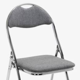 svart fällbar klappstol tygsits krom