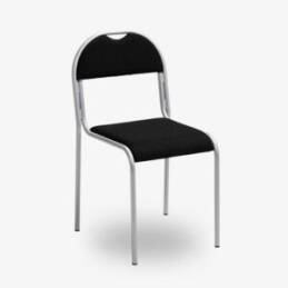 stapelbar konferensstol kontrosmöbler krom svart vit grå