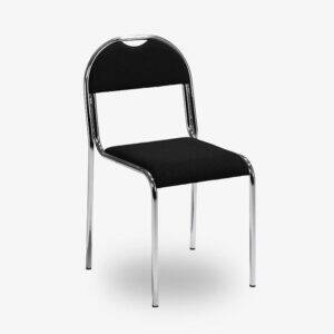 Klassisk stapelbar stol RX002 - Svart tygsits i kromat stativ