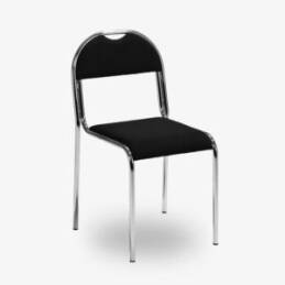 Klassisk stapelbar stol RX002 - Svart tygsits i kromat stativ